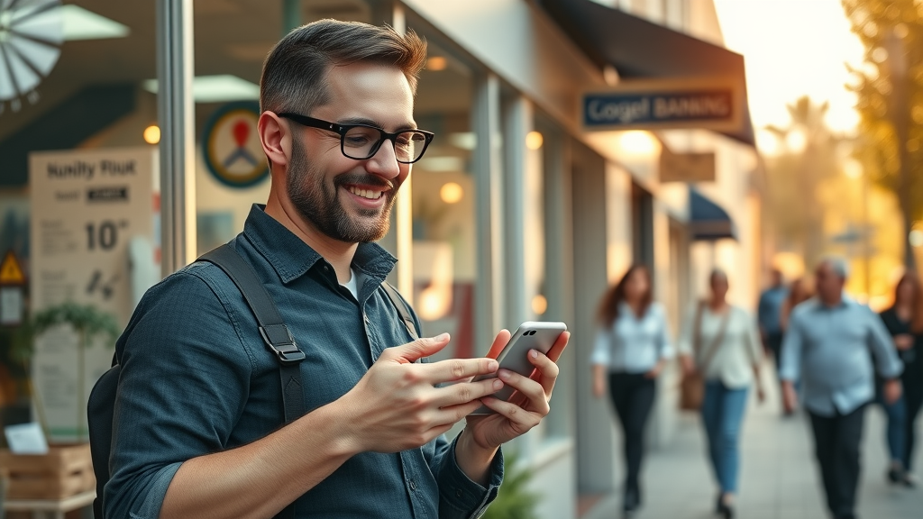 business owner checking local SEO optimization results on a smartphone with Google Maps