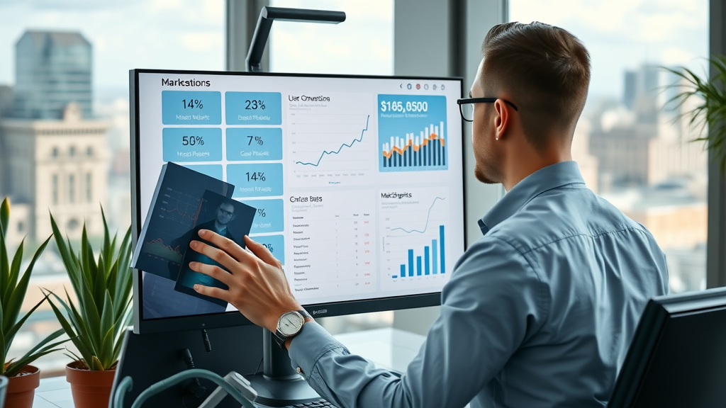 retargeting ads marketing analytics dashboard digital marketer reviewing conversion rates
