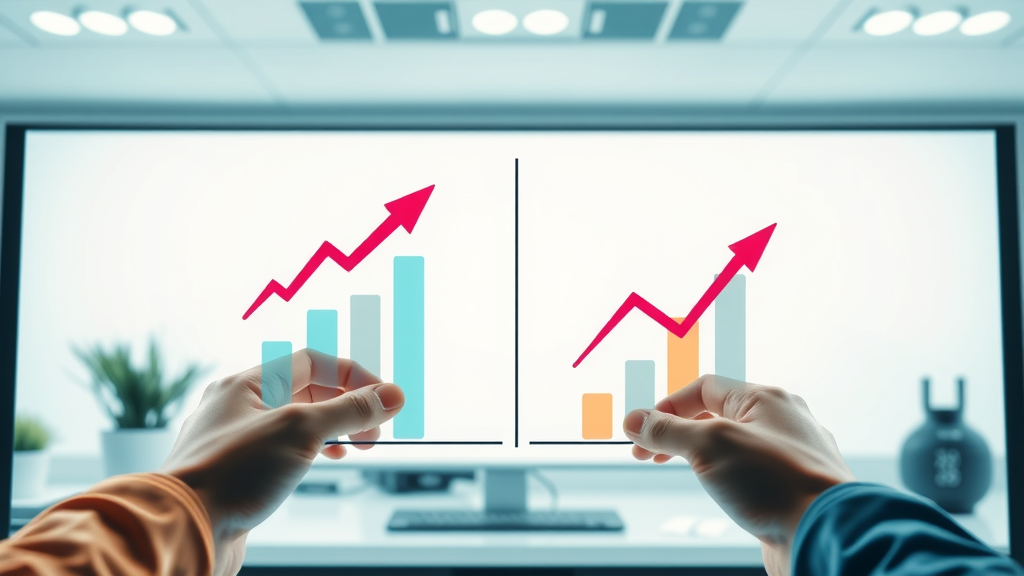 Business performance chart showing before and after effects of online reputation management, uplifting and motivational