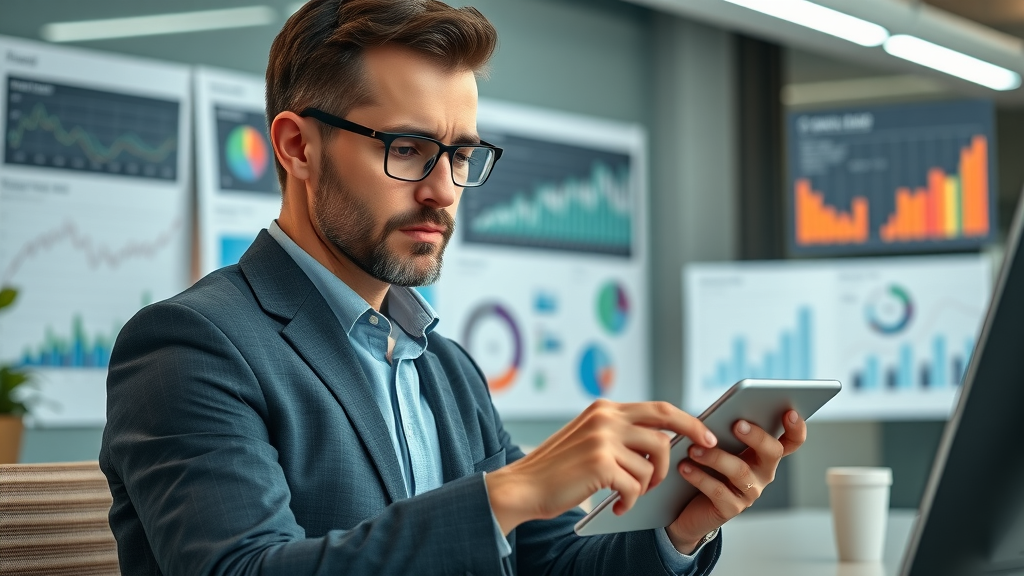 Professional reviewing digital ad spend and marketing metrics for social media advertising optimization