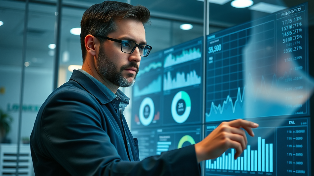 email open rate data visualization with marketer analyzing charts and performance graphs