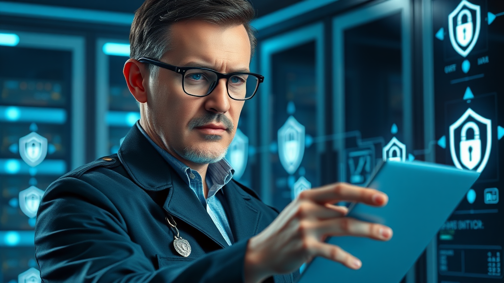 data compliance officer reviewing predictive analytics software data privacy settings