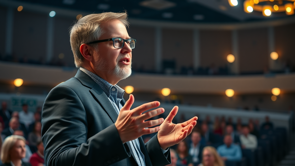 thought leader presenting at major SEO conference on effective link building strategies