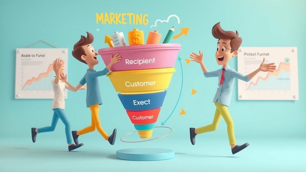 Animated marketing funnel showing email recipients converting through stages for better click-through rates
