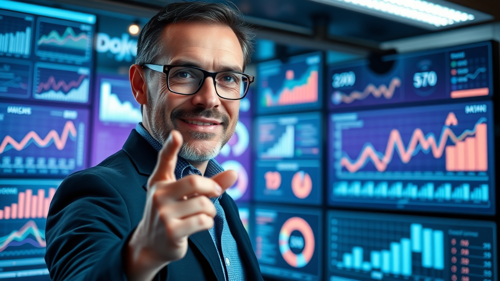 visionary marketing strategist mapping content marketing trends on digital display