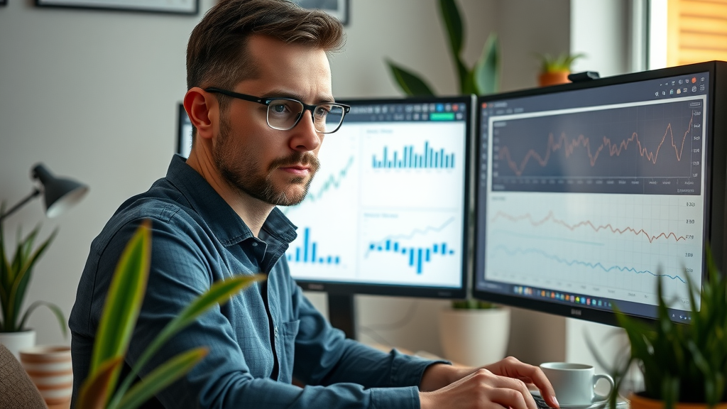 SEO analyst reviewing detailed website audit report, highlighting recommendations in a high-fidelity office setting.