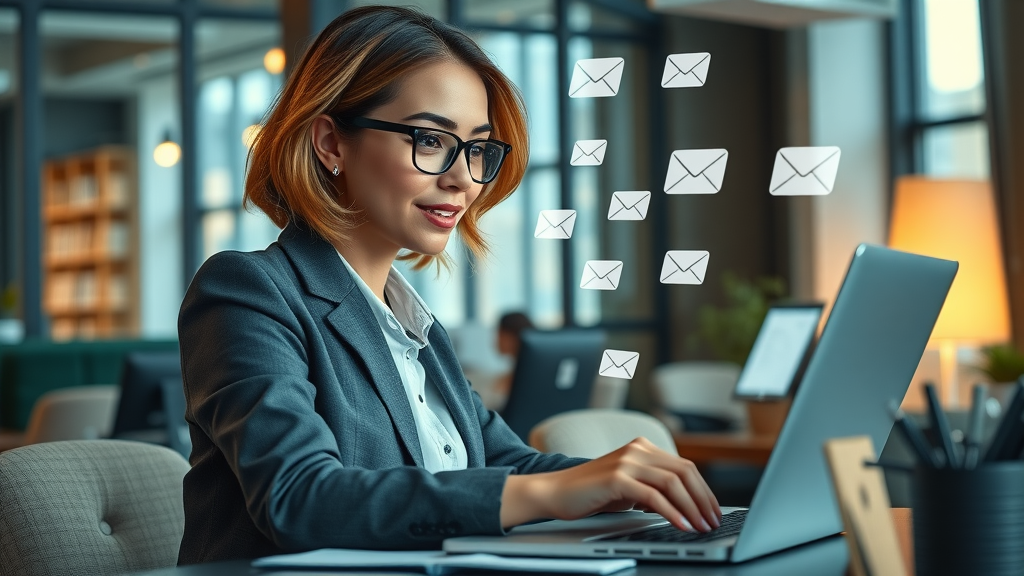 businesswoman launching email marketing campaigns to improve lead generation and conversion rate