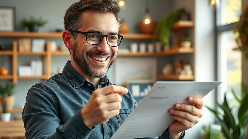 Successful small business owner reviewing sales growth after a breakthrough social media ads campaign