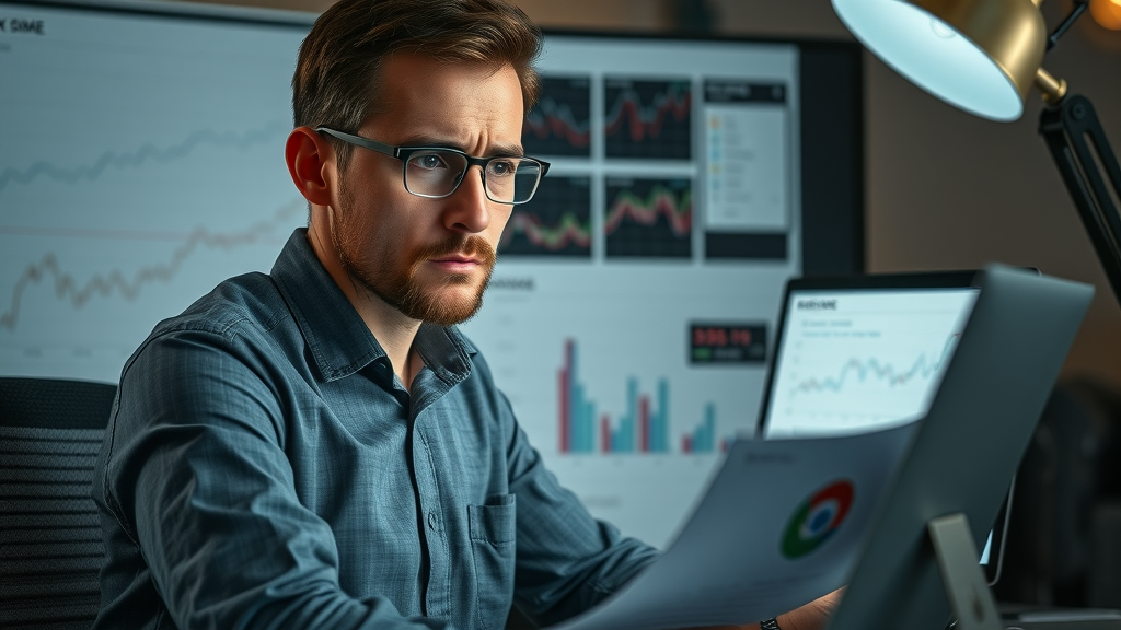 analytical marketer troubleshooting inaccurate bounce rate and conversion rate data with graphs and reports