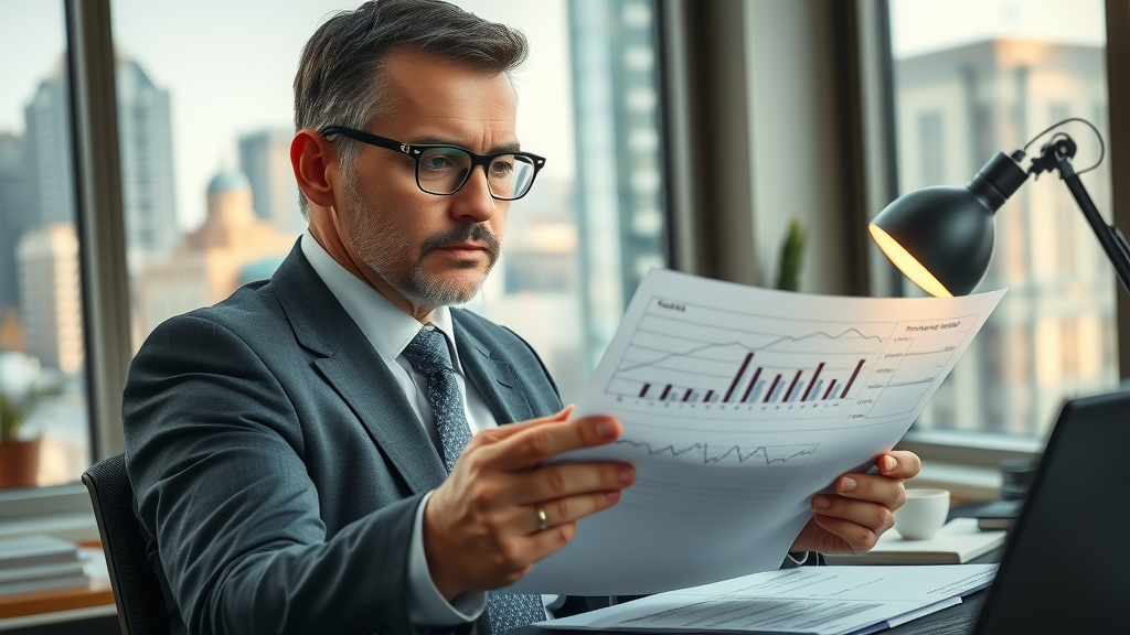 business crossroads dilemma with declining charts and strategic brand positioning reflection