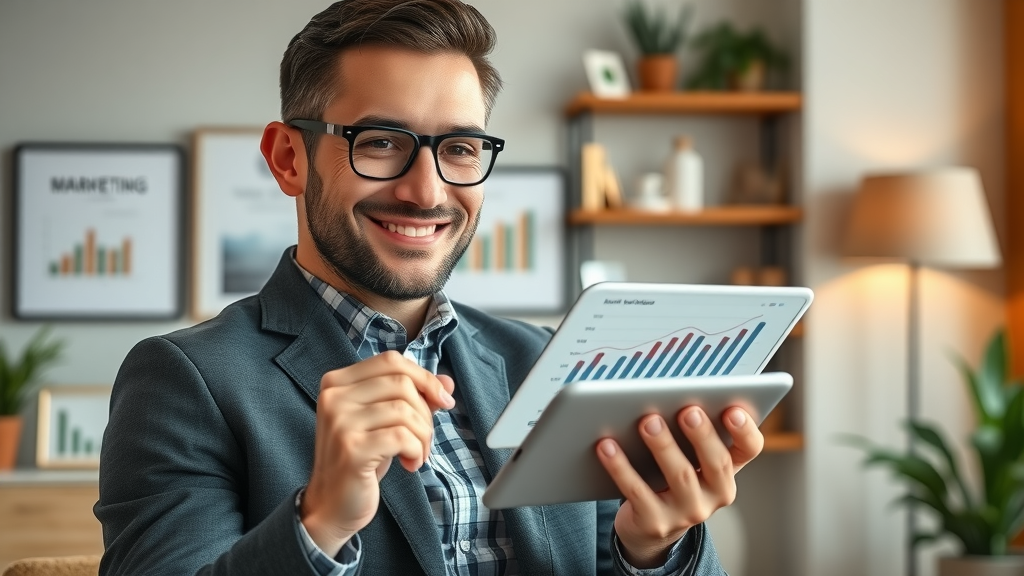 successful brand using social media tools for business analytics growth modern office