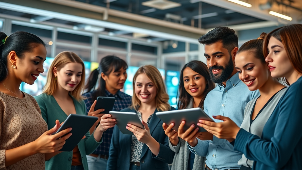 diverse team monitoring automated campaign management social media analytics in real-time