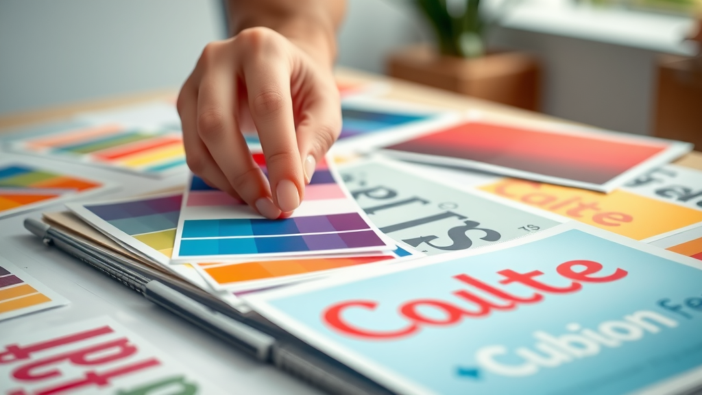 Vivid brand color swatches and elegant typography – color palette and font in brand identity design