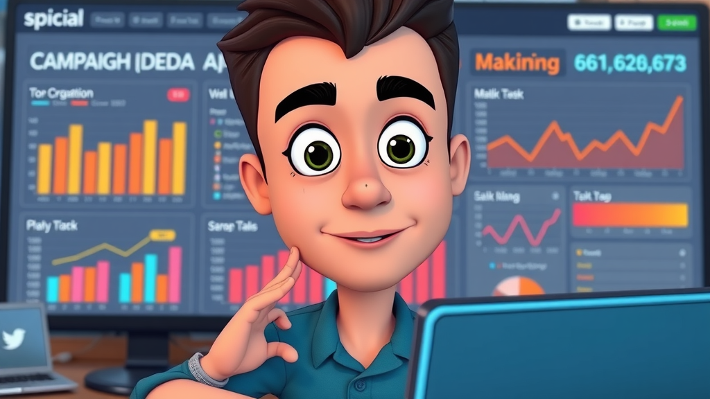 Social media dashboard showing campaign engagement spikes, illustrating digital marketing success and data visualization in digital workspace