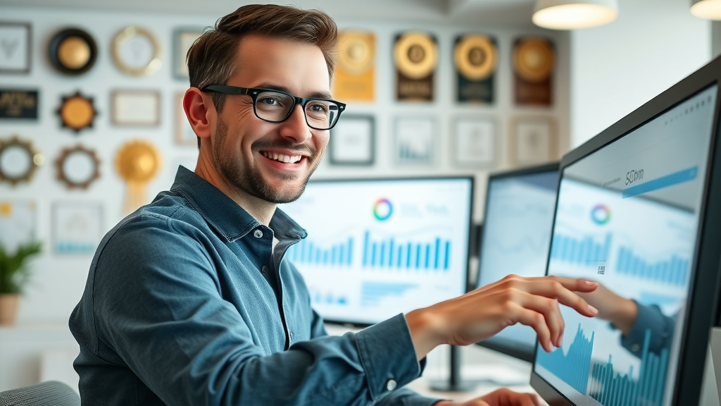content marketer analyzing digital analytics dashboard
