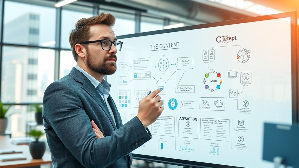 content manager outlining a marketing automation strategy on a digital whiteboard
