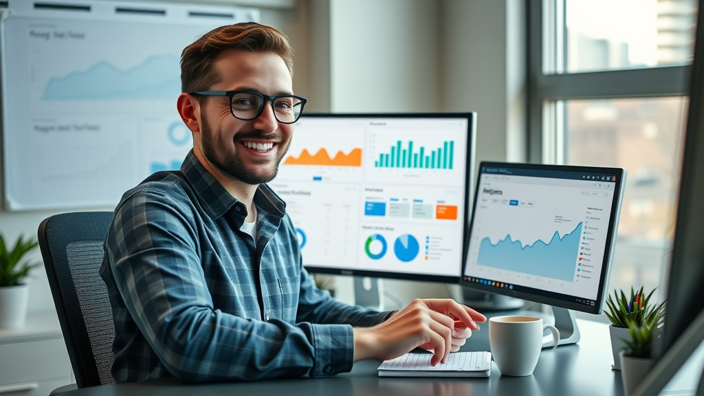 Marketer merging Google Analytics data with SEO dashboard for technical insights