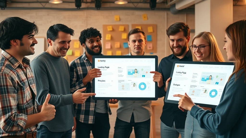 web design team collaborating on landing page sketches conversion rate optimization