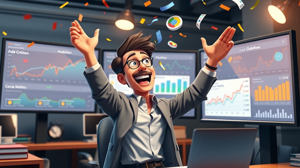 Business owner analyzing paid media campaign results and content distribution channel performance