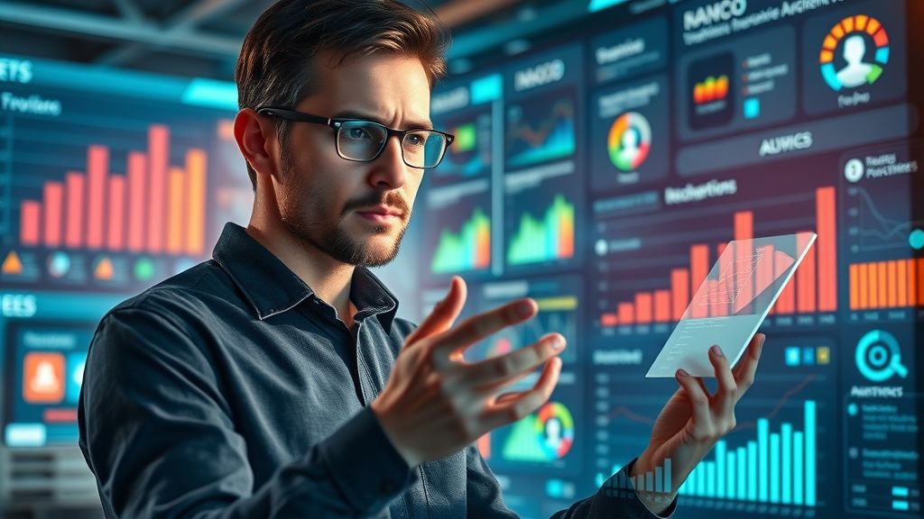 Audience segmentation; marketer analyzing demographics and psychographics for social media strategy