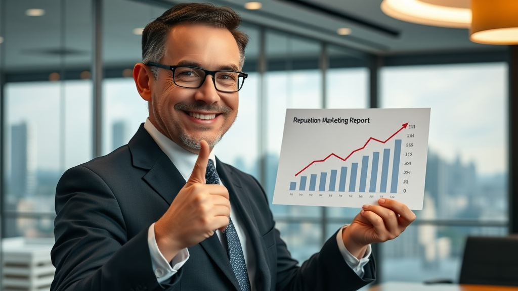 reputation marketing strategies executive presenting report graph conference room