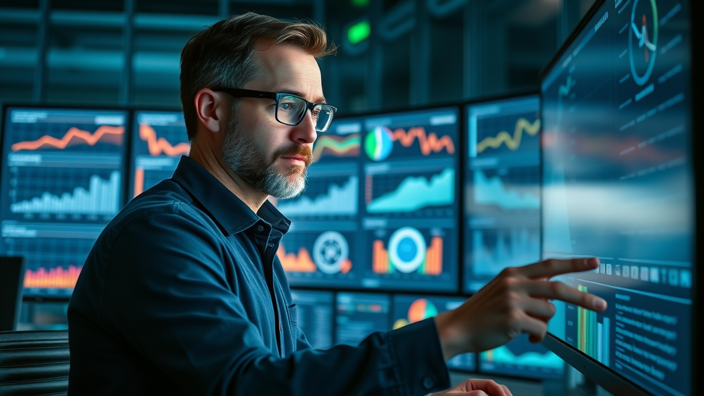 analyst reviewing inbound marketing metrics and analytics dashboards