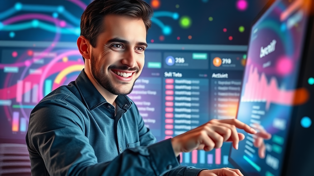 email open rate smiling marketer reviewing split test results for email subject lines