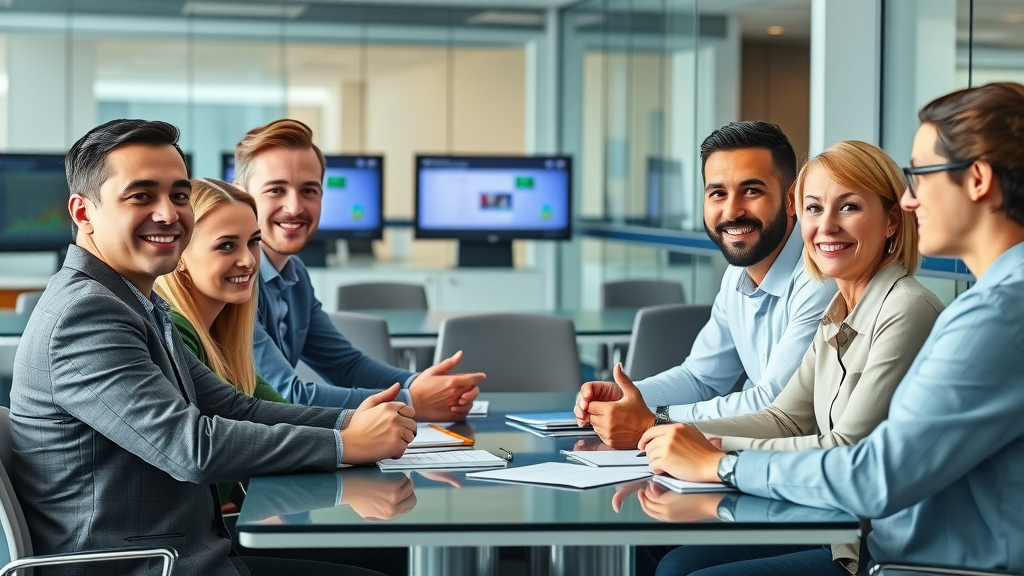 lead generation professional business team collaborating in modern office with marketing strategies