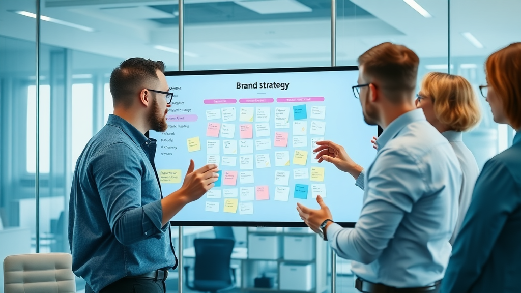 team mapping out strong brand story with brand strategy tools
