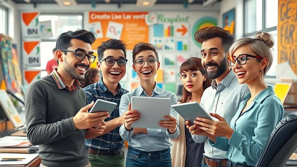 creative team refreshing outdated banner ads with vibrant new graphics