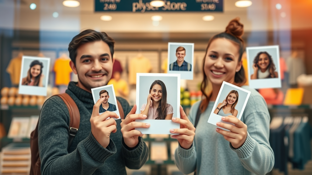 happy customers uploading user-generated review photos to ecommerce website and online store