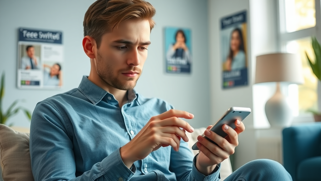 user browsing smartphone interacting with behavioral targeted ads in a modern digital environment