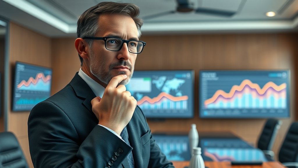 Professional executive aligns CRM integration strategy with business plan in an elegant boardroom setting