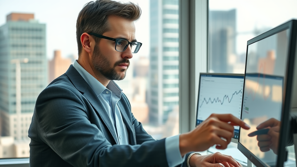 digital marketer tracking performance analytics on screens