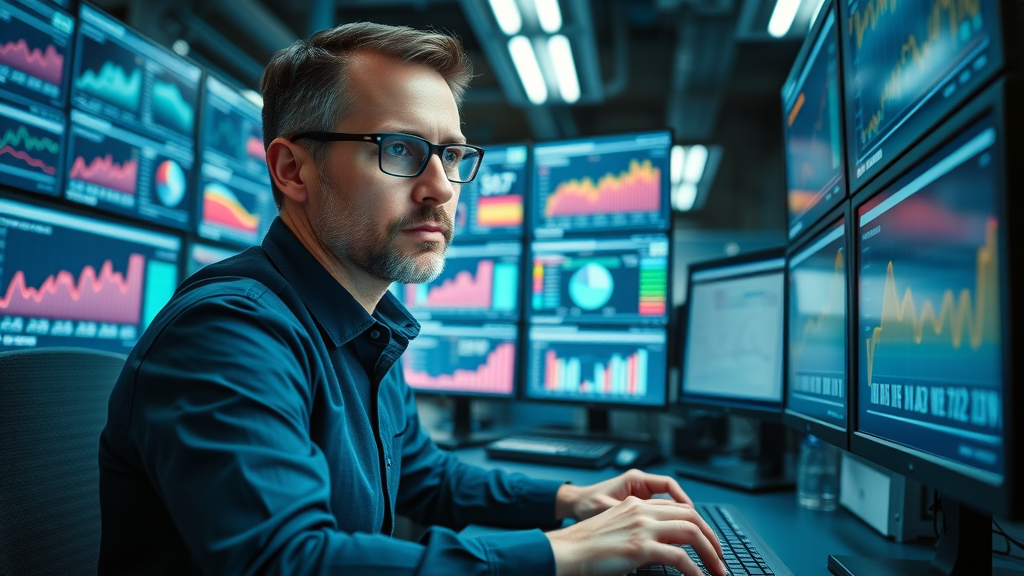Marketing analyst tracking campaign performance metrics for display ads optimization