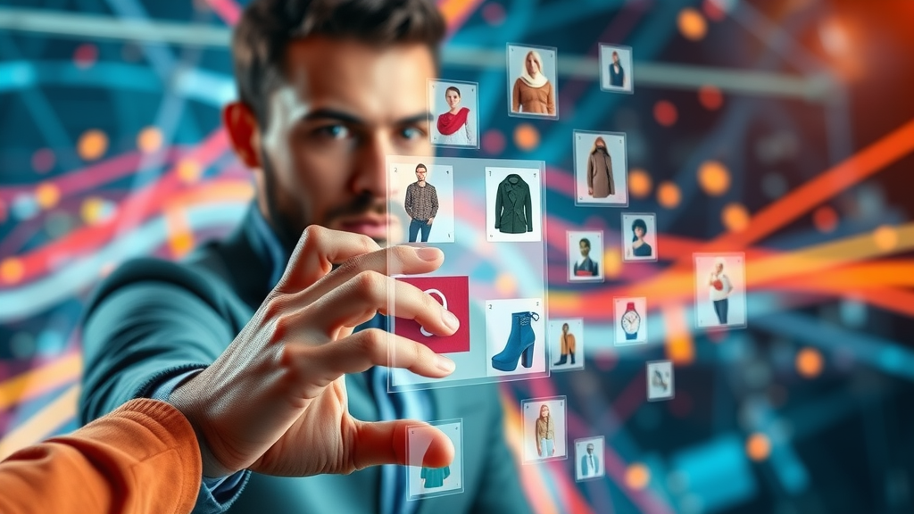 conversion rate optimization e-commerce expert arranging product images and descriptions, interactive product cards, vibrant interface