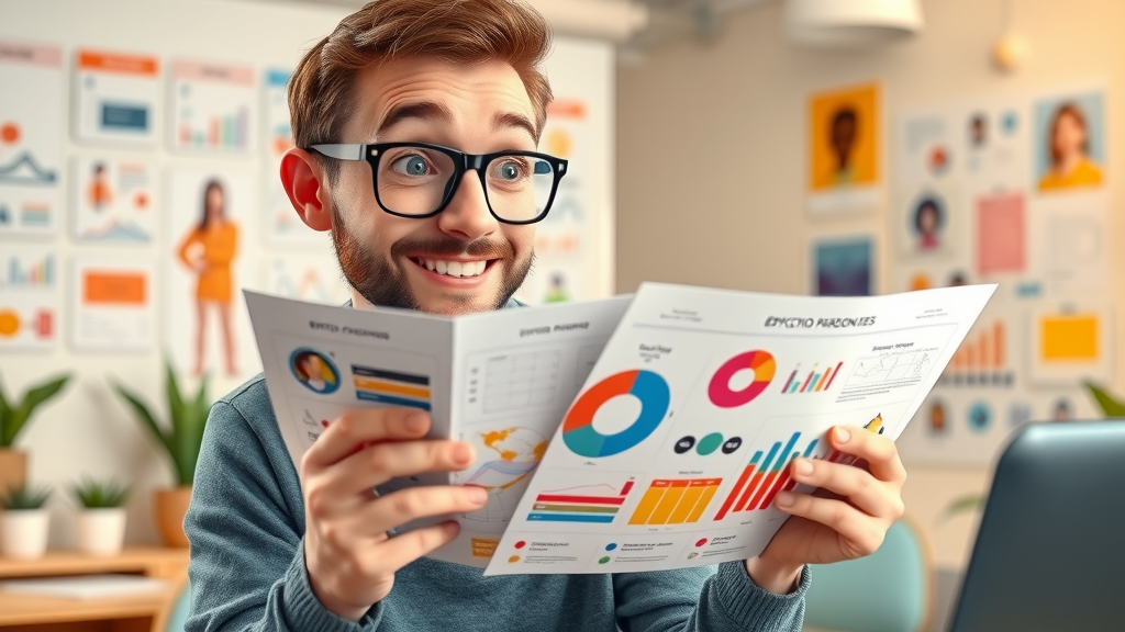 Marketer analyzing psychographic charts for segmentation – customer attitudes for marketing efforts