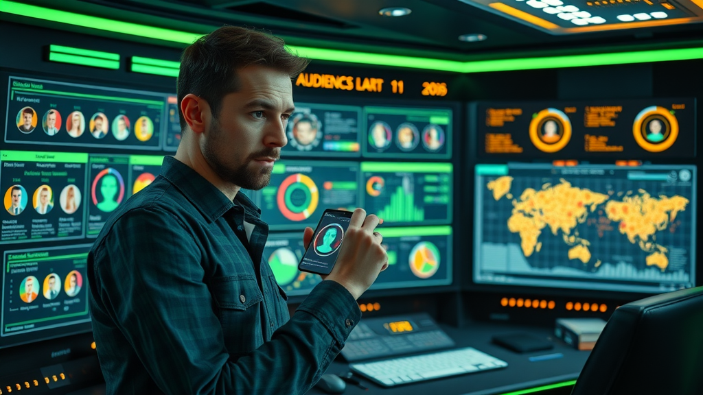 digital marketer segmenting custom audience profiles for retargeting strategy with data-driven dashboards
