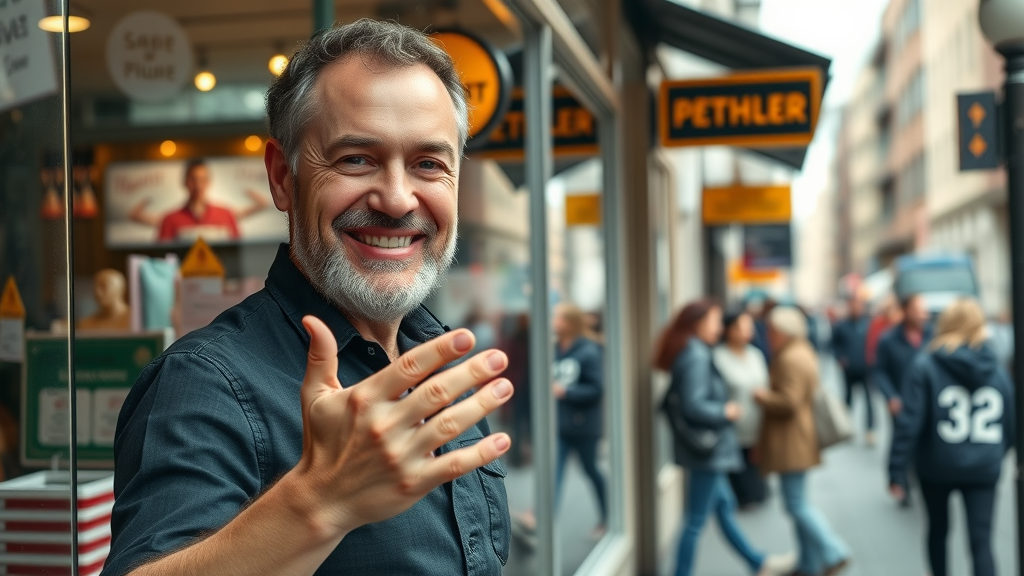 vibrant small business storefront owner smiling local seo thriving city