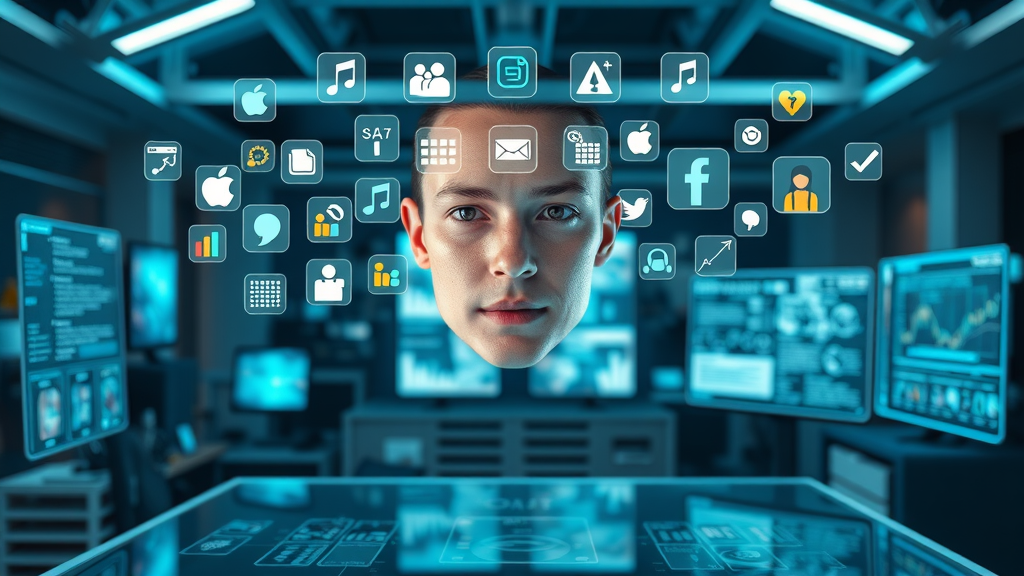 Modern marketing software app icons representing essential email automation tools in a digital workspace
