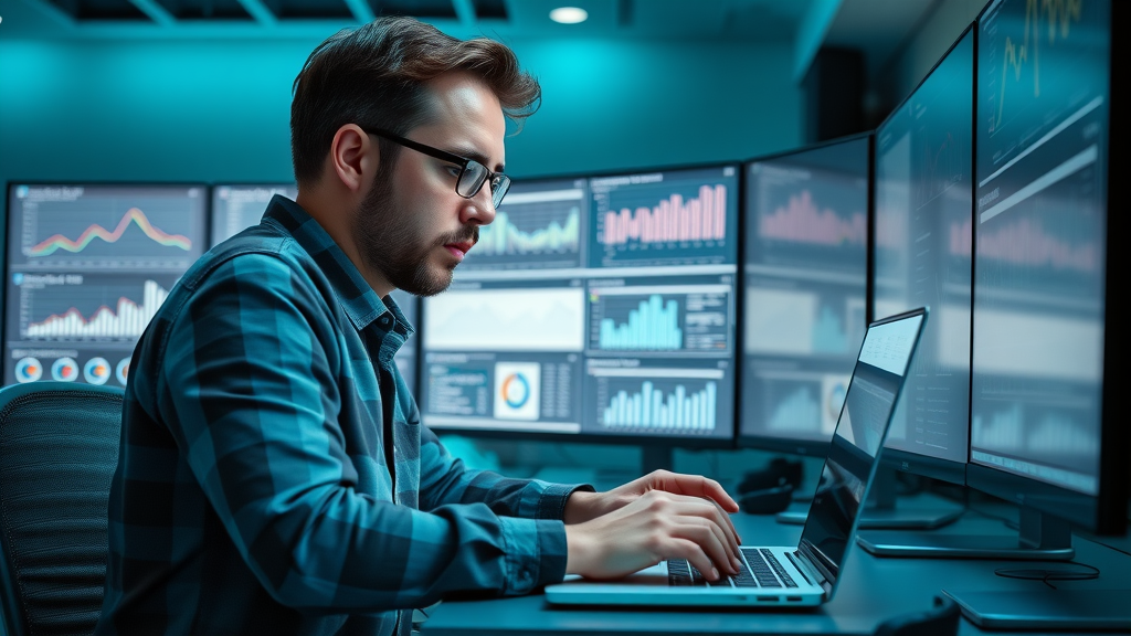 analyst configuring website analytics dashboard for sales funnel optimization