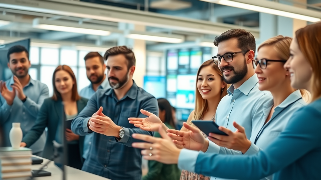 Diverse professionals using customer journey automation tools in finance, health, and retail sectors
