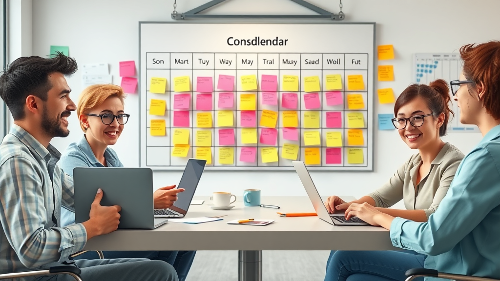 organized content calendar digital content creation team scheduling tasks planning