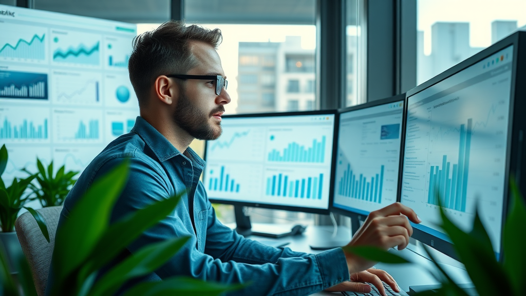 content marketing for leads marketer developing buyer persona and analyzing data charts