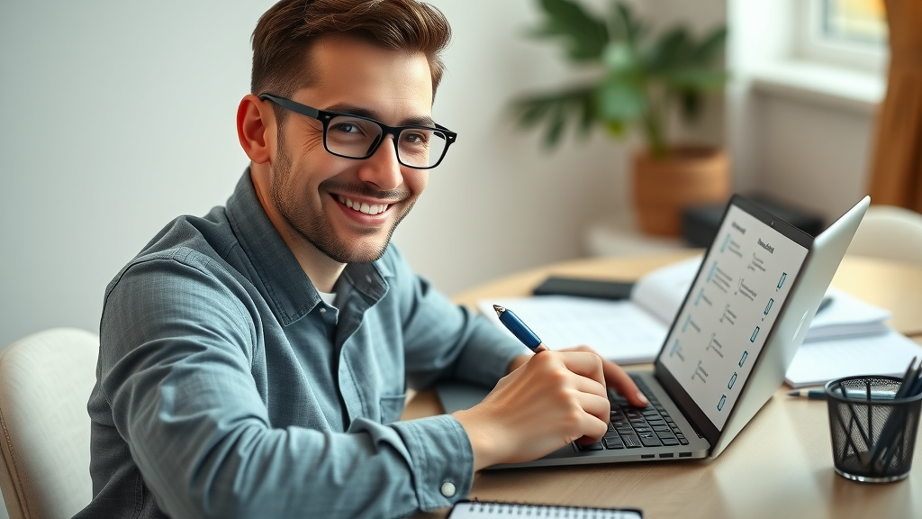 Digital marketer creating actionable checklist to improve email click-through rates