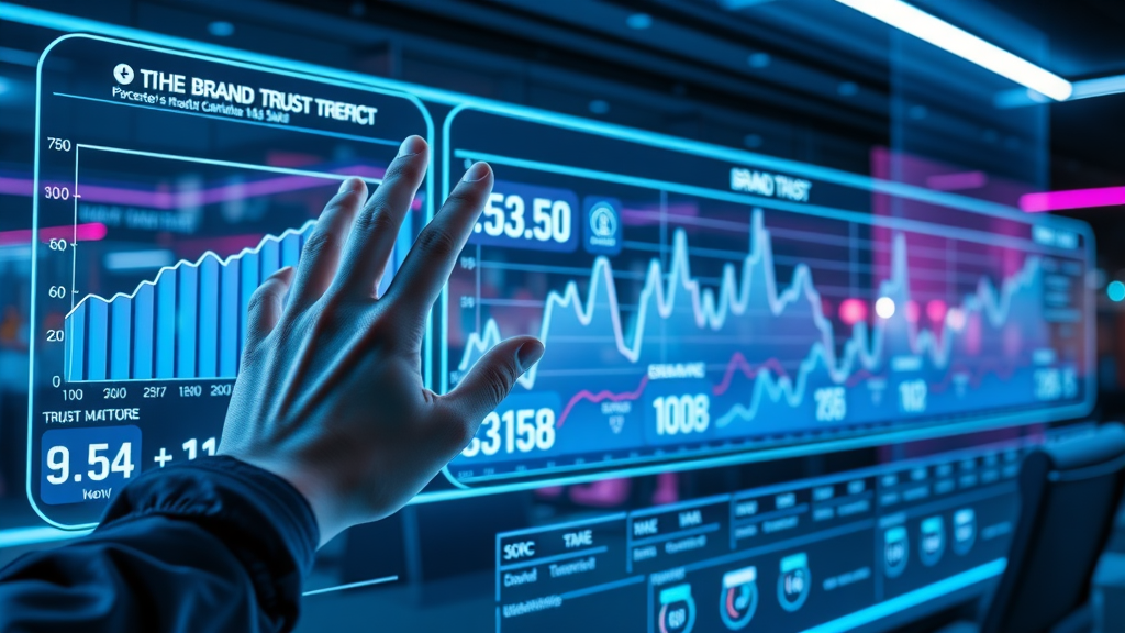 futuristic brand trust dashboard and metrics