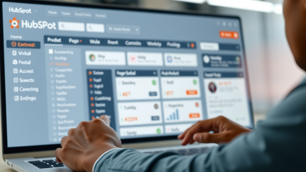 HubSpot marketing automation software dashboard with workflow builder