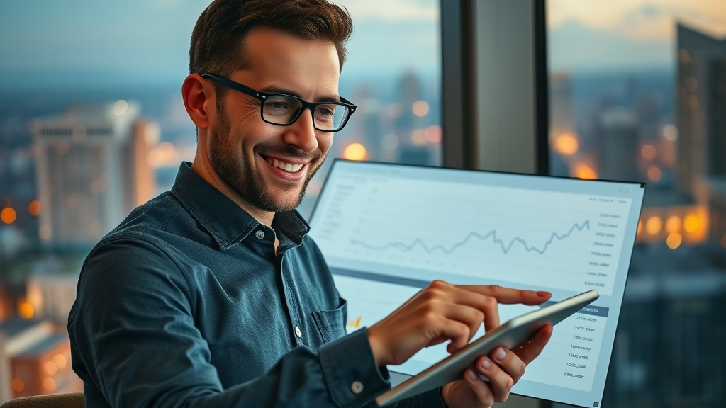 Marketer analyzing SEO analytics dashboard for rich snippets and search engine results