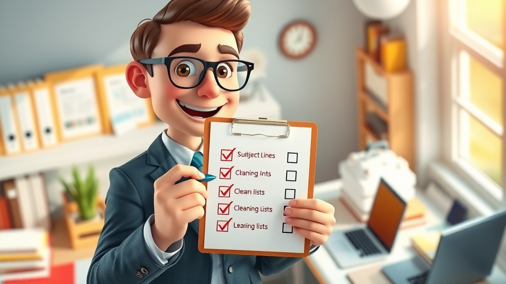 email open rates checklist professional marketer ticking off subject lines, list cleaning, send times, segmentation