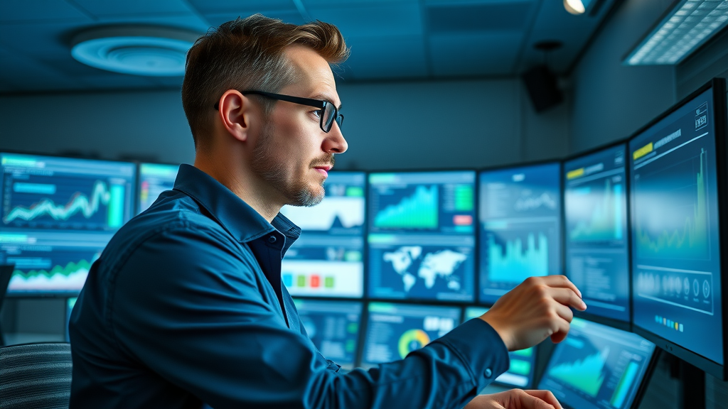 Digital marketer analyzing multiplatform content distribution channel analytics